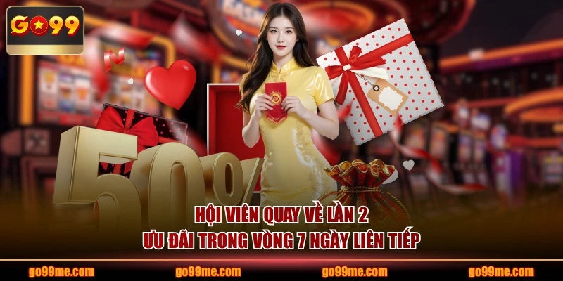 Hội viên quay về lần 2 ưu đãi trong vòng 7 ngày liên tiếp